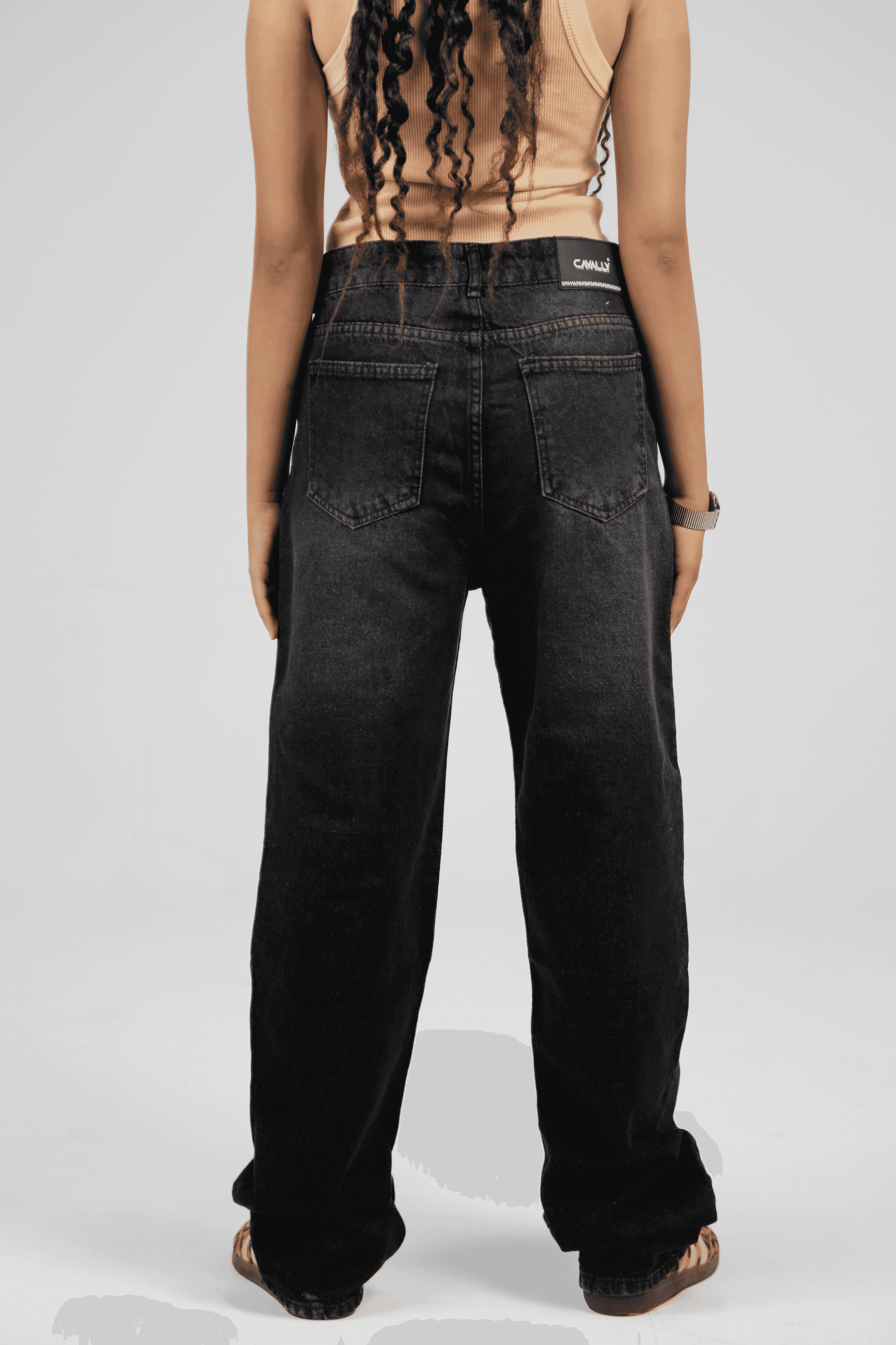 CAVALLY STRAIGHT FIT JEANS - Washed Black