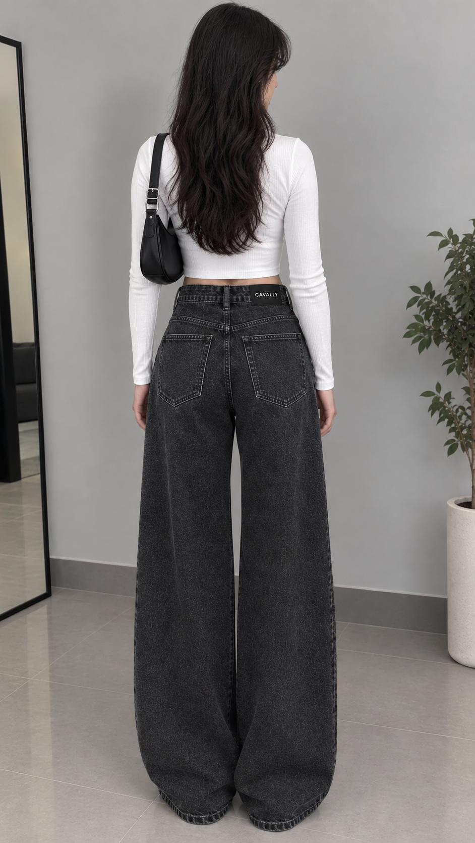 WIDE LEG FIT WASHED BLACK